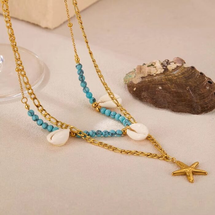 Gold Starfish Layered Necklace - Image 3
