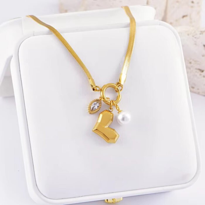 Love Pearl Charm Necklace - Image 1
