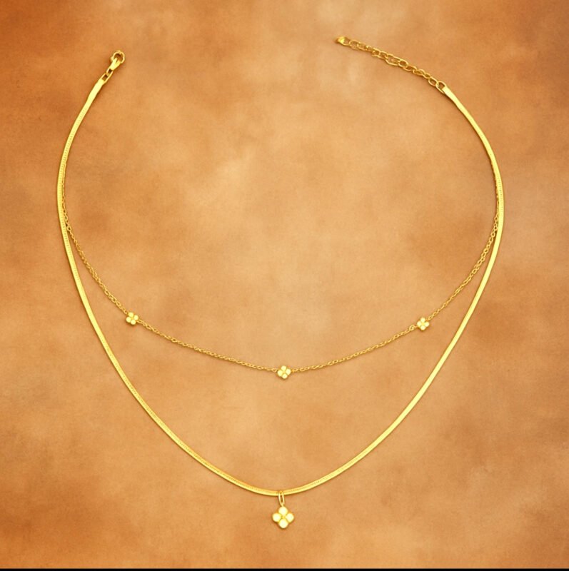 flora belleza double stack necklace – Gold Vermeil Necklace by Deaura