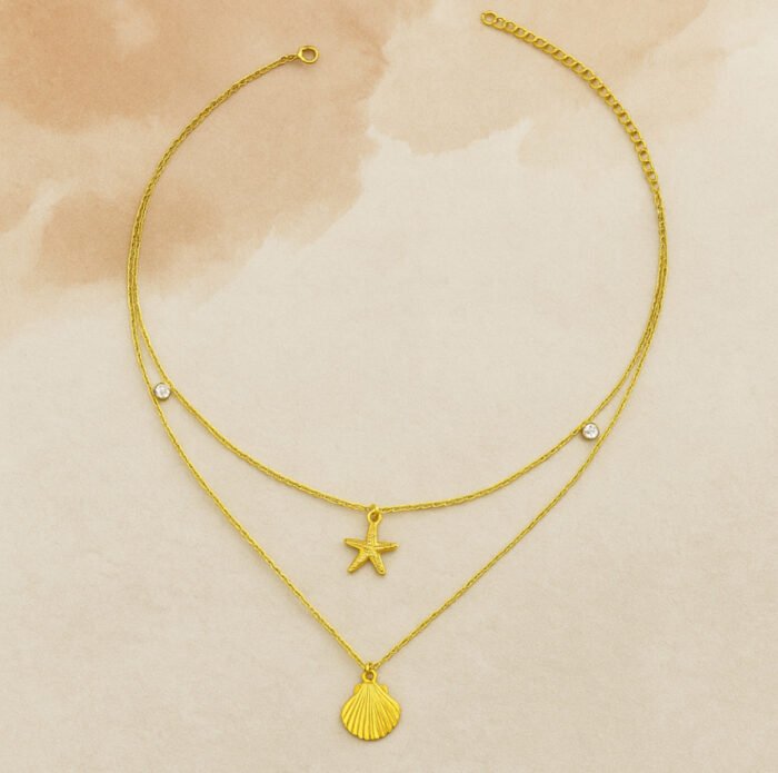 ocean wish double stack necklace – Gold Vermeil Necklace by Deaura