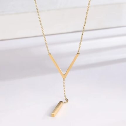 V Tassel Necklace styled setting – gold vermeil pendant necklace by Deaura