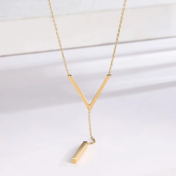 V Tassel Necklace styled setting – gold vermeil pendant necklace by Deaura