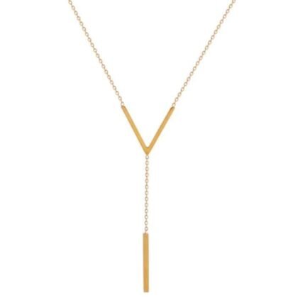 V Tassel Necklace in white background – gold plated waterproof pendant by Deaura