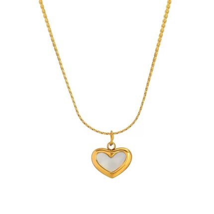 Celeste MOP Heart Necklace – Mother of Pearl Heart Pendant in Gold Vermeil